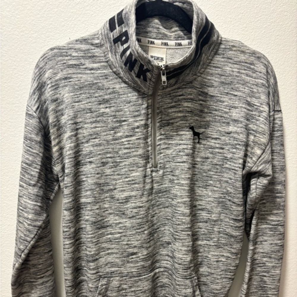 PINK Victoria's Secret Heathered Gray Zip-Up Sweater
